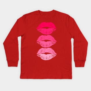 Hot Pink Lips Kids Long Sleeve T-Shirt